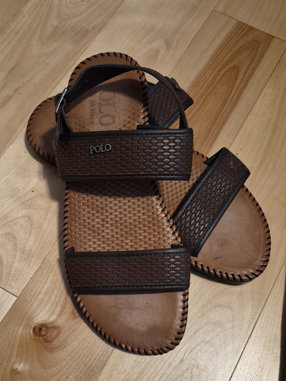 Polo by Ralph Lauren Brown Men’s Leather Woven Strap Sandals Size 11 (44)